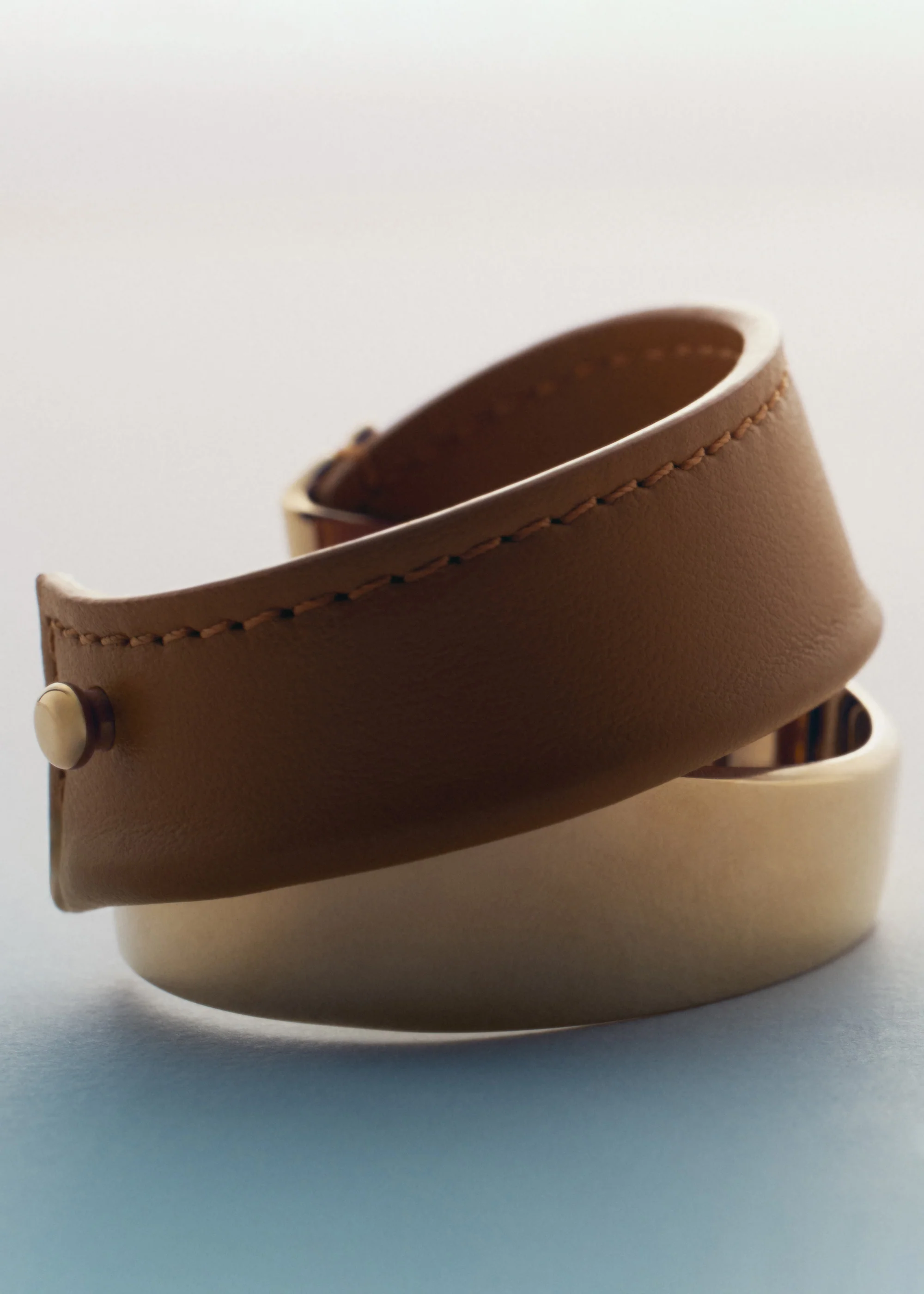 Manchette Ormé - Dorée Cuir Camel - Image 3