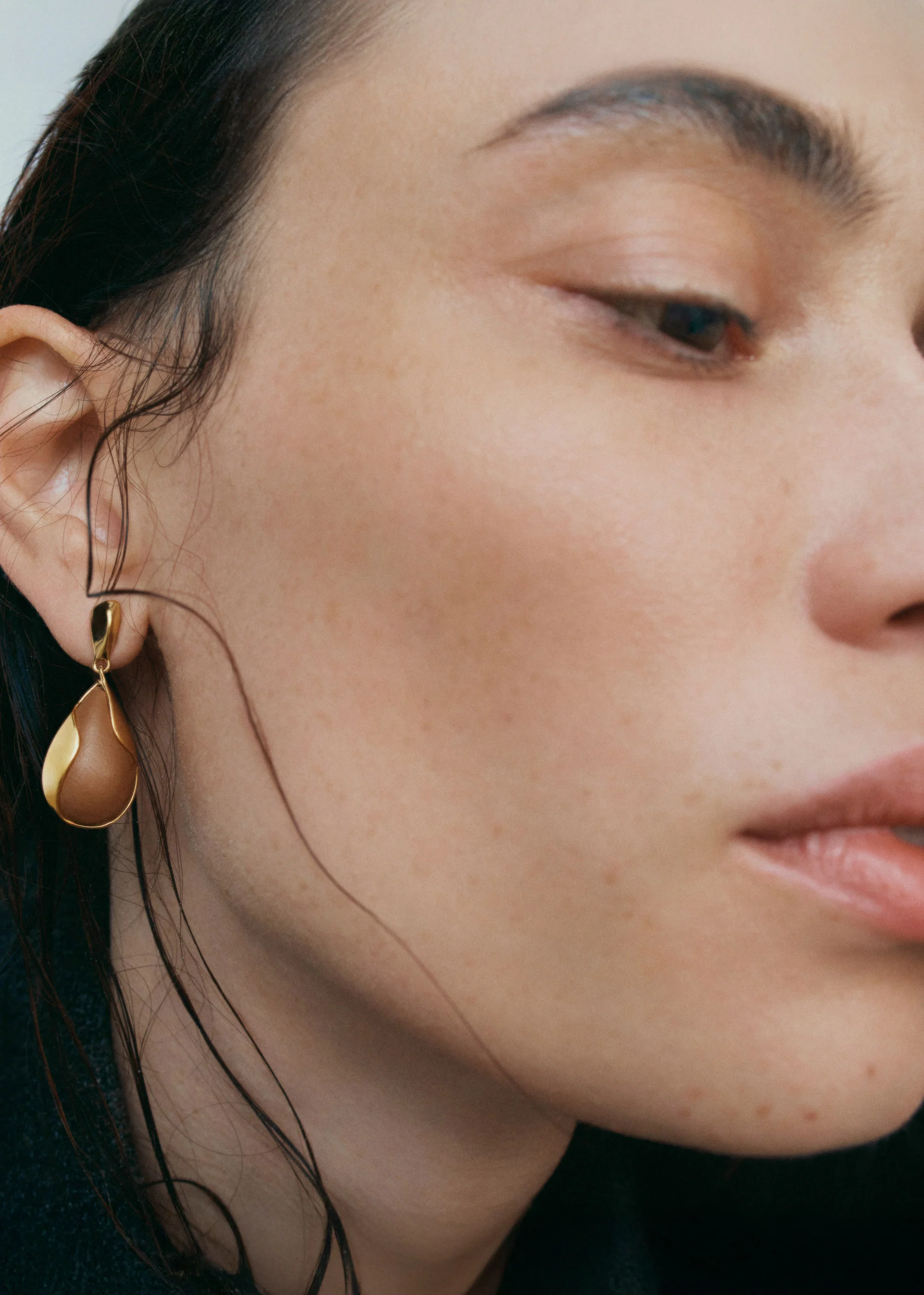 Boucles d’oreilles Ormé - Dorée Cuir Camel - Image 3