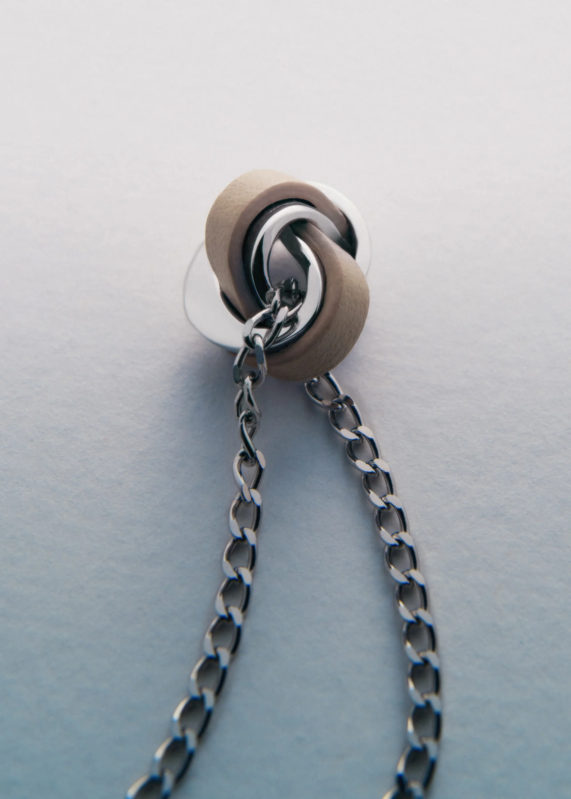 Collier Ormé - Argentée Cuir Taupe - Image 3
