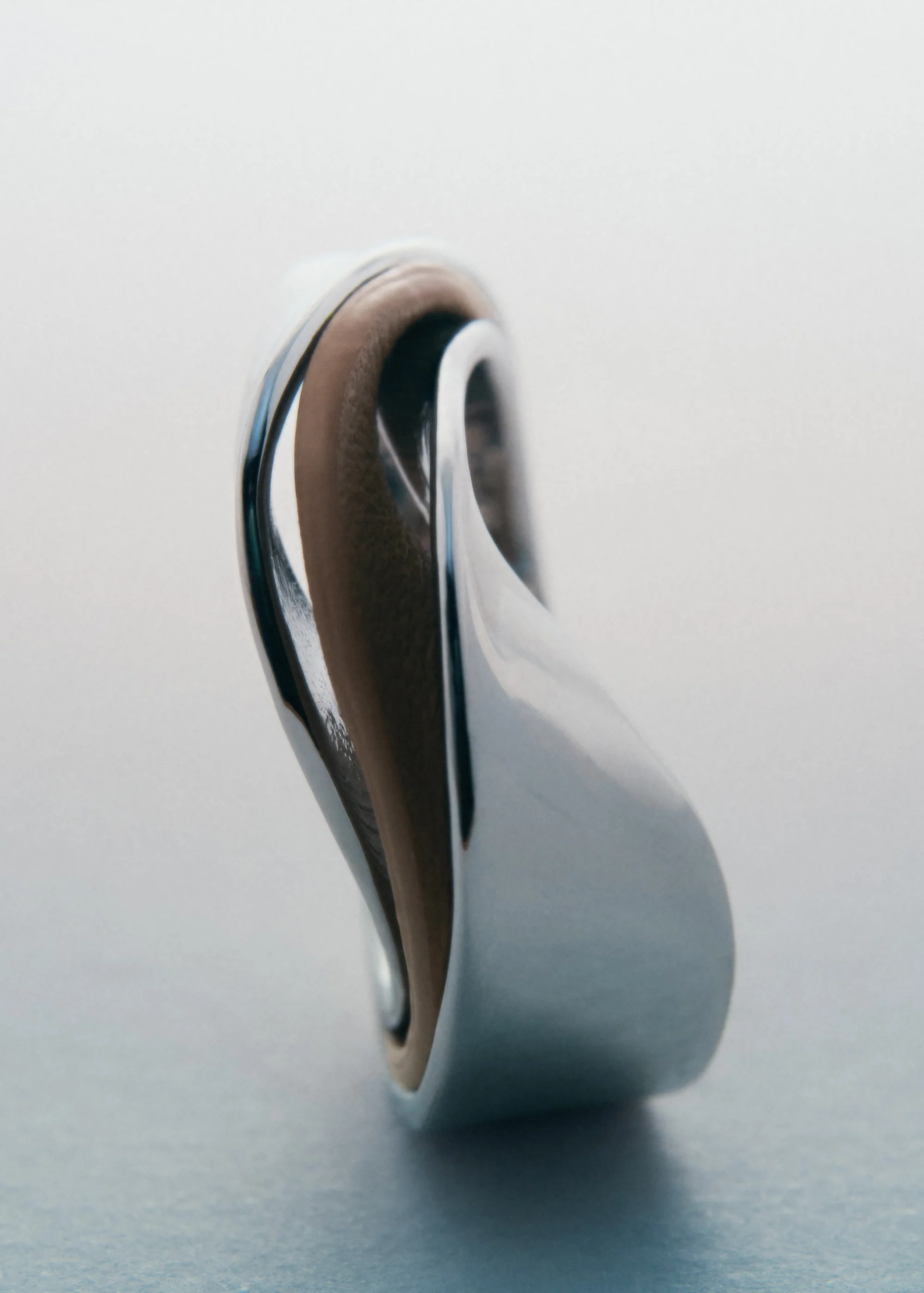 Bague Ormé - Argentée Cuir Taupe - Image 3